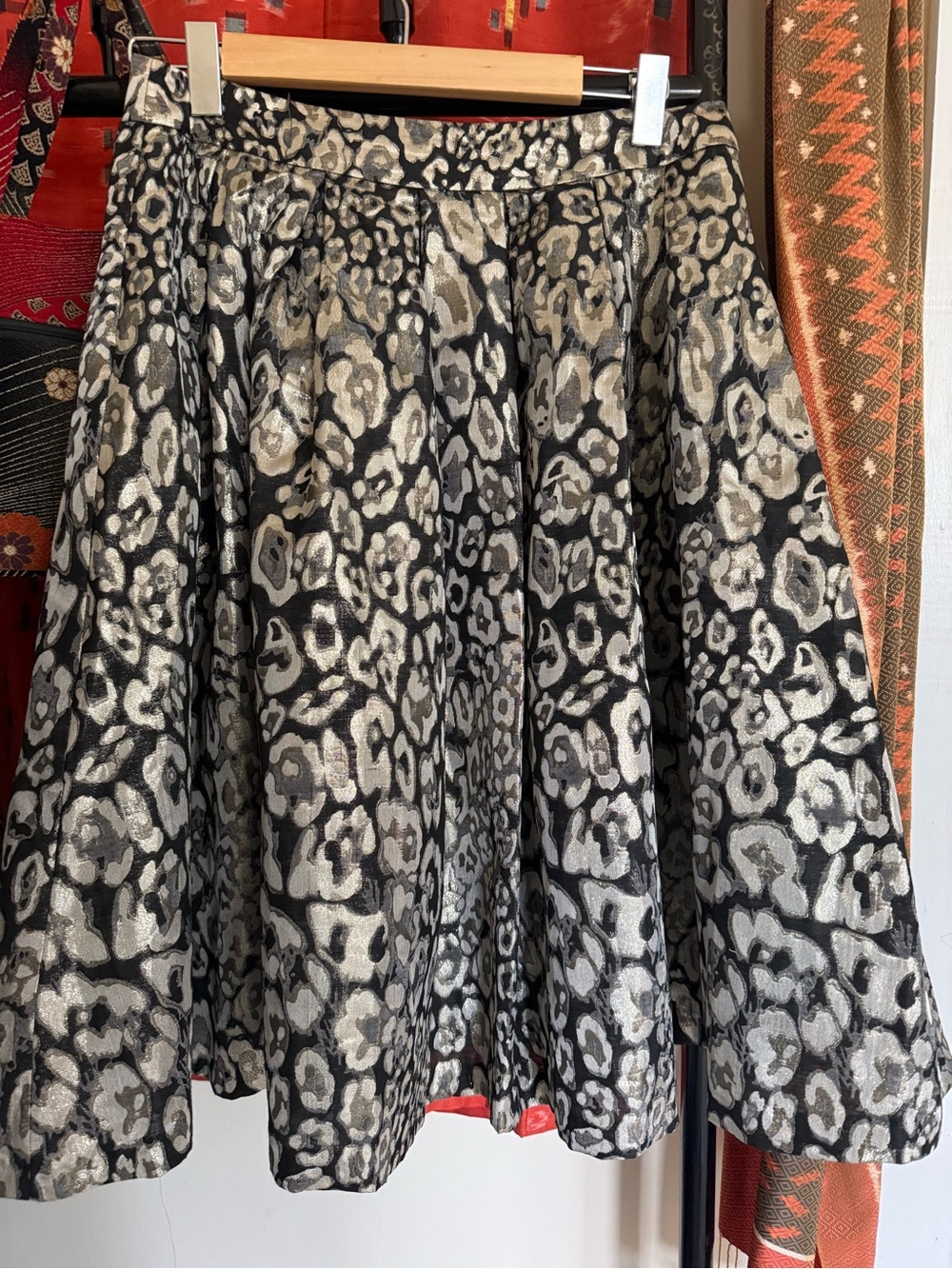 Gracia Black and Silver Animal-Print Circle Skirt